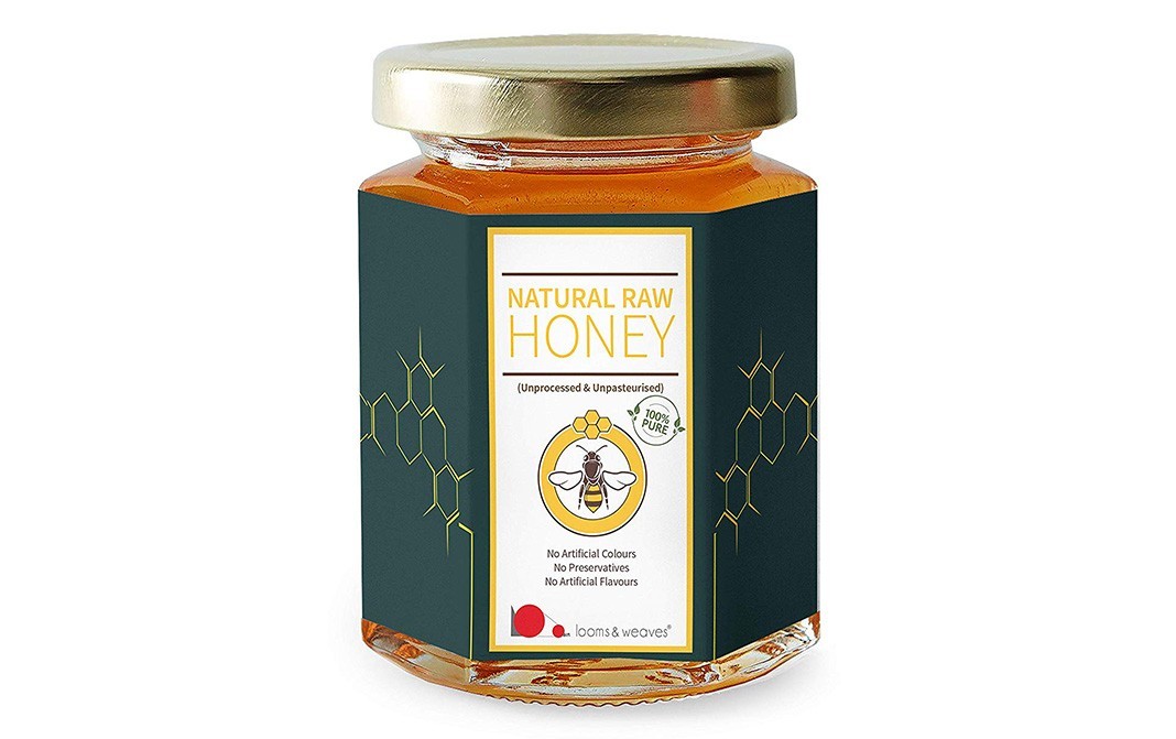 Looms & Weaves Natural Raw Honey (Unprocessed & Unpasteurised)   Glass Jar  250 grams